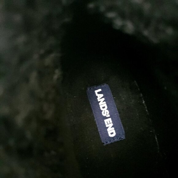 Lands' End Black Suede & Faux Fur Fleece Zip Up Ankle Boots Women's Size 7B - Picture 10 of 12